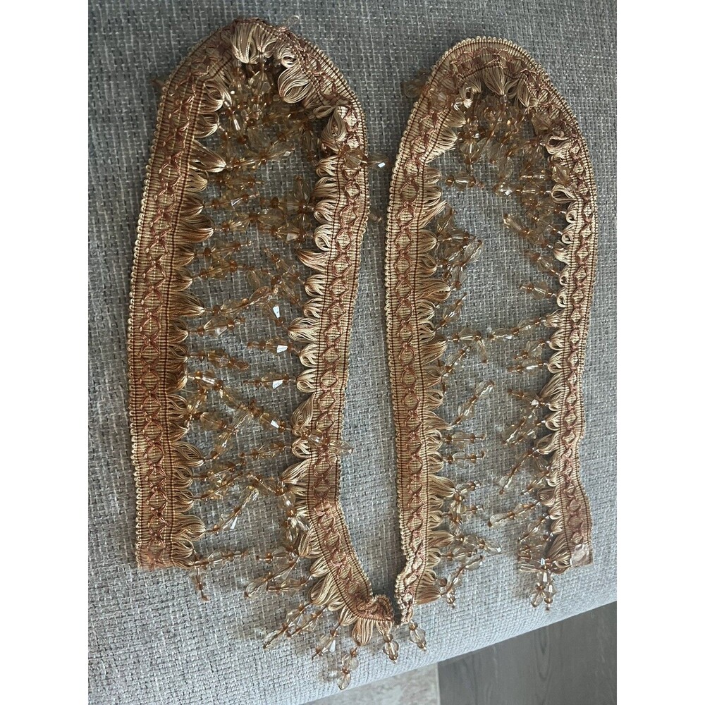 Beaded Teardrop Amber Trim Fringe 2 Yard 4 Inches (76” total).
